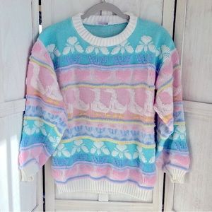 Vintage Fairy Kei Kawaii 80s crewneck pastel sweater womens